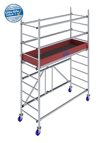 KRAUSE ProTec XS ECO Alu-Faltgerüst AH 3,60 m & nicht höhenverstellbare Rollen 125 mm