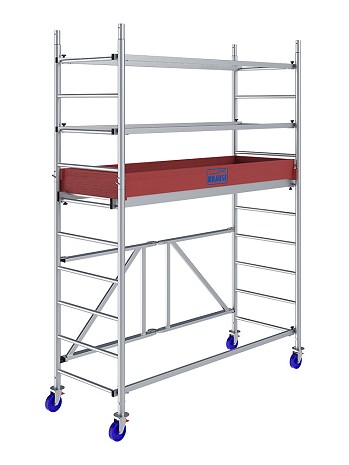 KRAUSE ProTec XS ECO Alu-Faltgerüst AH 3,60 m & nicht höhenverstellbare Rollen 125 mm