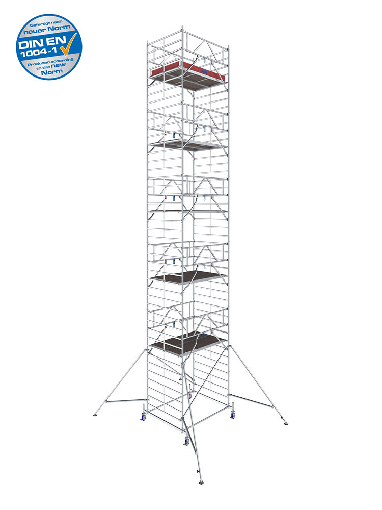 KRAUSE STABILO Serie 50 Breitaufbau Alu-Fahrgerüst - Feldlänge 2,00 m - AH 12,40 m | gemäß neuer Norm DIN EN 1004-1
