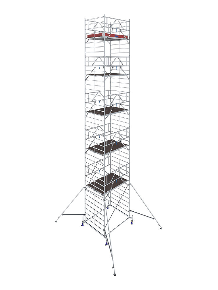 KRAUSE STABILO Serie 50 Breitaufbau Alu-Fahrgerüst - Feldlänge 2,00 m - AH 12,40 m | gemäß neuer Norm DIN EN 1004-1
