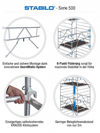KRAUSE STABILO Serie 500 Breitaufbau Alu-Fahrgerüst - Feldlänge 2,00 m - AH 4,50 m