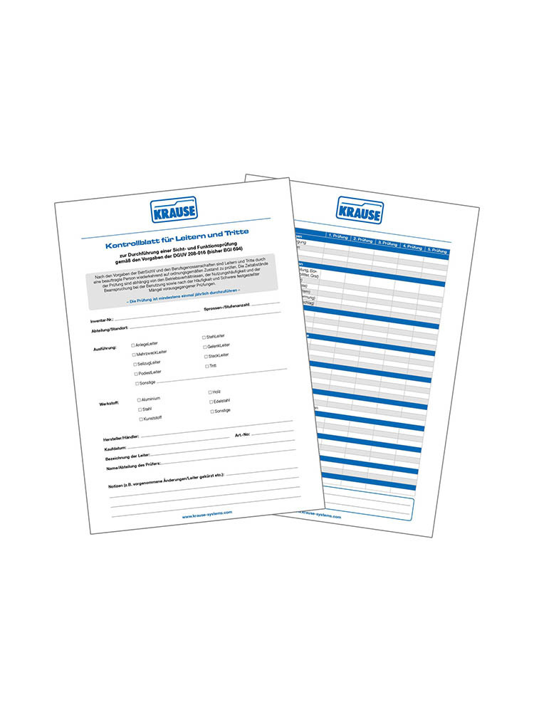 KRAUSE Prüfordner mit 50 Kontrollblättern für Leitern und Tritte