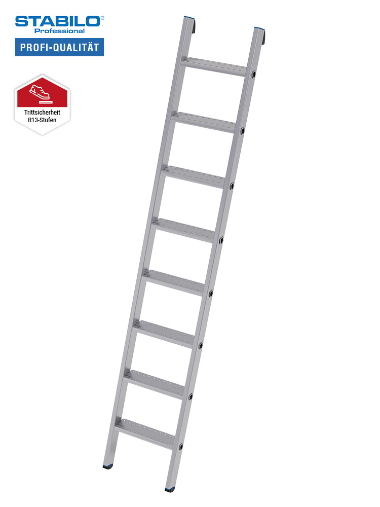 KRAUSE Profi-Leiter mit 8 Stufen, R13-Stufen 80 mm tief, freigestellt