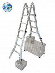 KRAUSE STABILO Gelenk-Teleskopleiter mit 4 Holmverlängerungen | 4x4 Sprossen