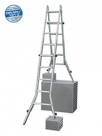 KRAUSE STABILO Gelenk-Teleskopleiter mit 4 Holmverlängerungen | 4x5 Sprossen