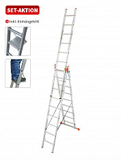 KRAUSE MONTO Tribilo Vielzweckleiter 3x9 inkl. Tritt/Ablage | TRBS-konform