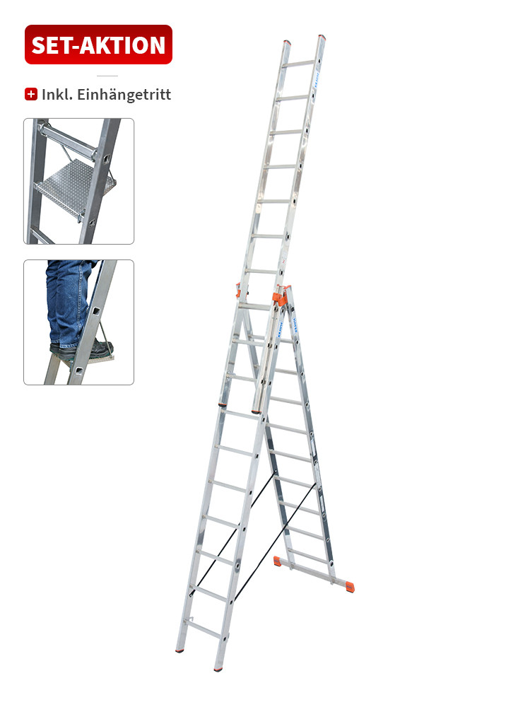 KRAUSE MONTO Tribilo Vielzweckleiter 3x10 inkl. Tritt/Ablage (gefertigt nach neuer Norm + TRBS-konform)