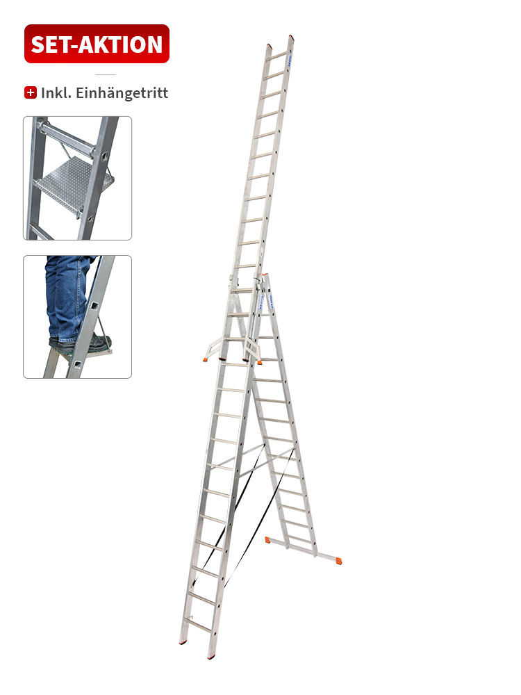 KRAUSE MONTO Tribilo Vielzweckleiter 3x14 inkl. Tritt/Ablage (gefertigt nach neuer Norm + TRBS-konform) 