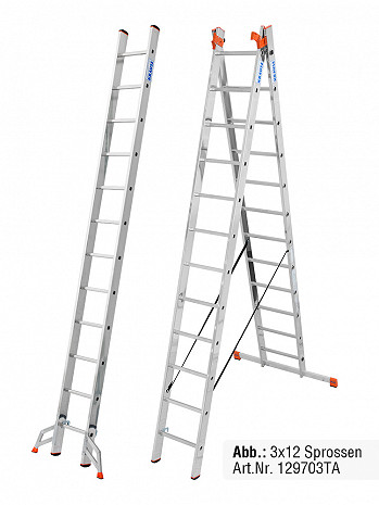 KRAUSE MONTO Tribilo Vielzweckleiter 3x14 inkl. Tritt/Ablage | TRBS-konform