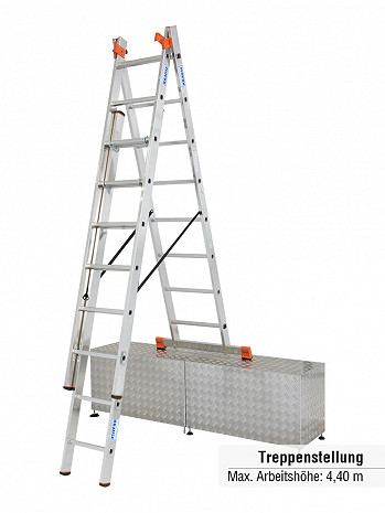 KRAUSE MONTO Tribilo Vielzweckleiter 3x8 Sprossen mit Treppenfunktion