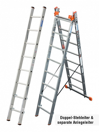 KRAUSE MONTO Tribilo Vielzweckleiter 3x8 Sprossen mit Treppenfunktion