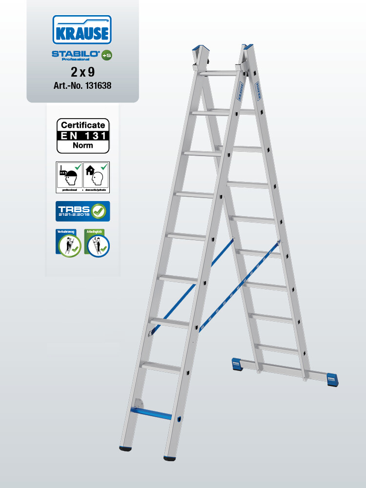 KRAUSE STABILO Mehrzweckleiter / 2x9 Sprossen/Stufen - gemäß TRBS 2121-2