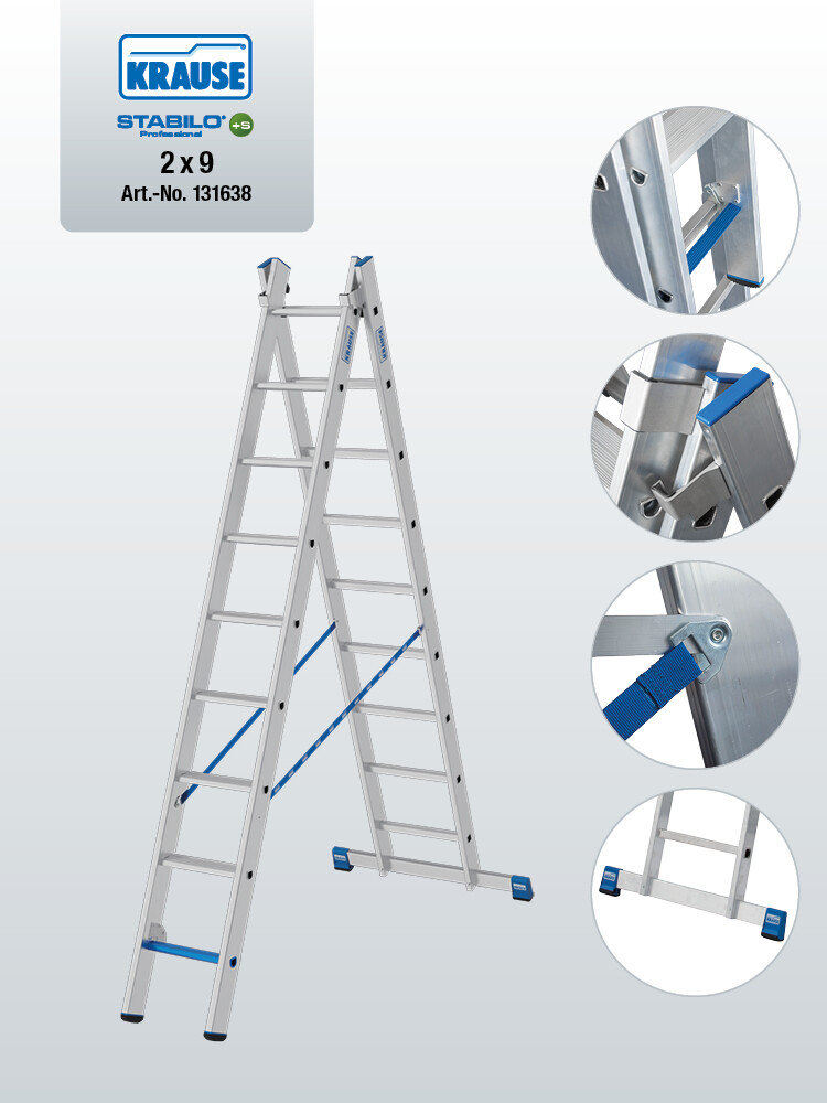 KRAUSE STABILO Mehrzweckleiter / 2x9 Sprossen/Stufen - gemäß TRBS 2121-2