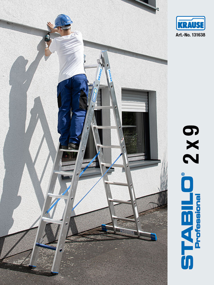 KRAUSE STABILO Mehrzweckleiter / 2x9 Sprossen/Stufen - gemäß TRBS 2121-2