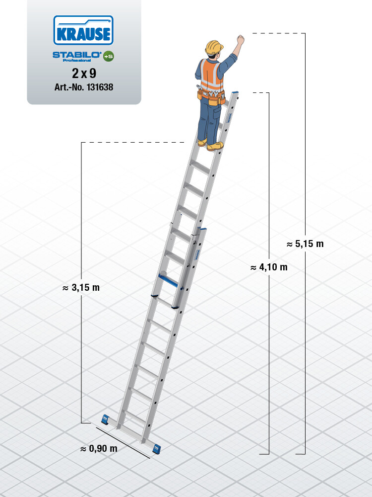 KRAUSE STABILO Mehrzweckleiter / 2x9 Sprossen/Stufen - gemäß TRBS 2121-2