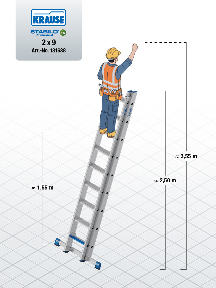KRAUSE STABILO Mehrzweckleiter / 2x9 Sprossen/Stufen - gemäß TRBS 2121-2