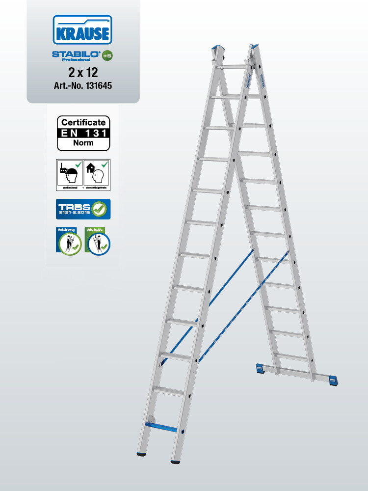 KRAUSE STABILO Mehrzweckleiter / 2x12 Sprossen/Stufen - gemäß TRBS 2121-2