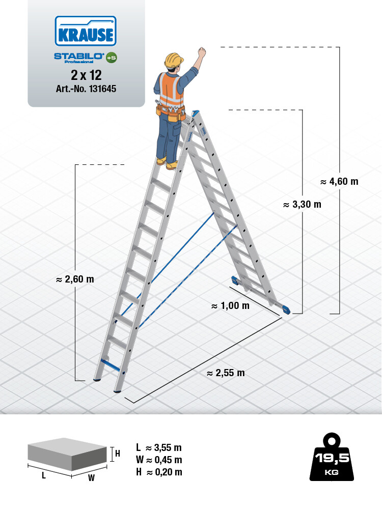 KRAUSE STABILO Mehrzweckleiter / 2x12 Sprossen/Stufen - gemäß TRBS 2121-2
