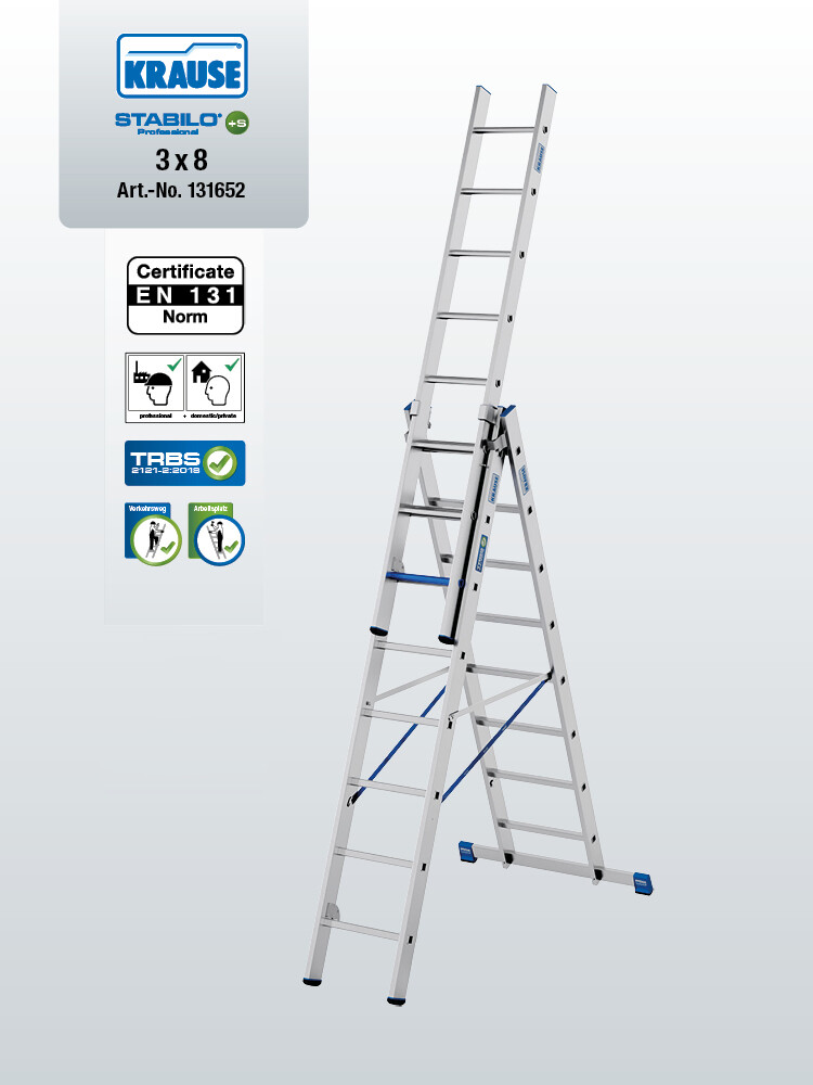 KRAUSE STABILO Vielzweckleiter / 3x8 Sprossen/Stufen | TRBS-konform