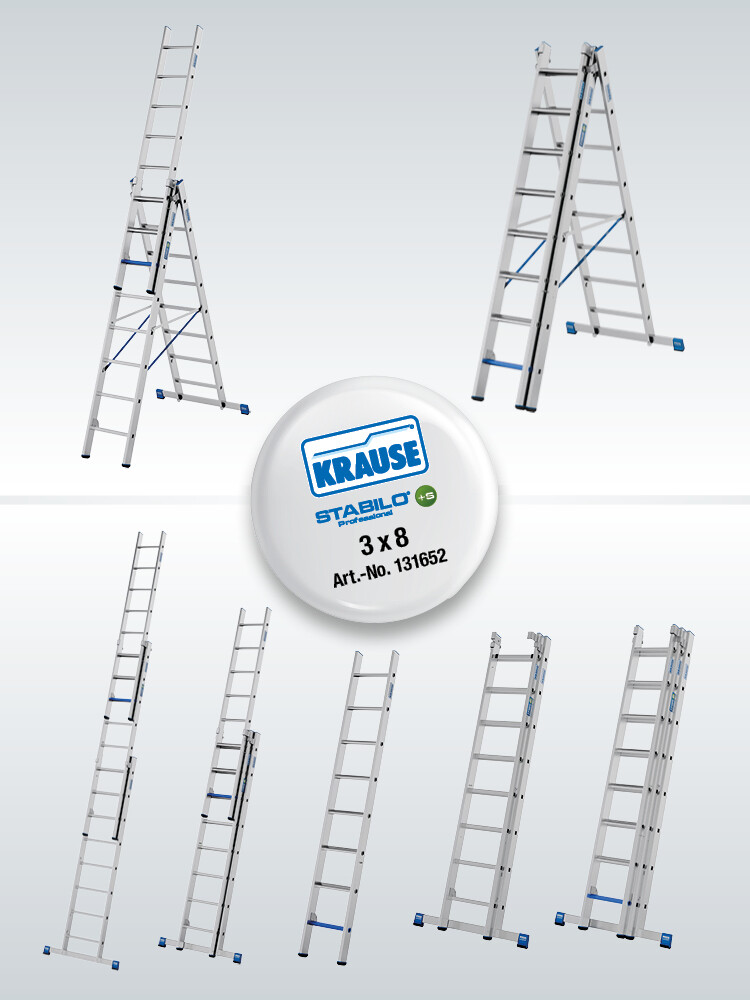 KRAUSE STABILO Vielzweckleiter / 3x8 Sprossen/Stufen | TRBS-konform