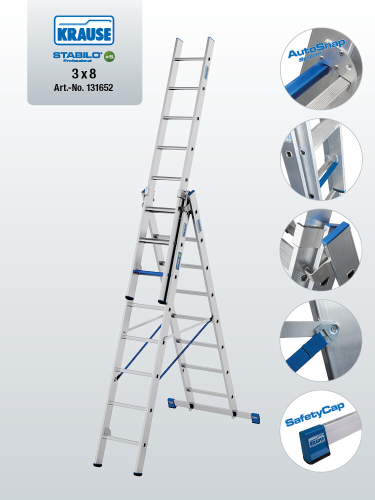 KRAUSE STABILO Vielzweckleiter / 3x8 Sprossen/Stufen | TRBS-konform