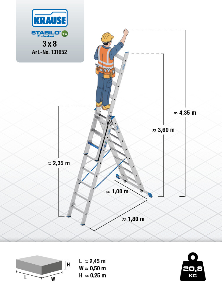 KRAUSE STABILO Vielzweckleiter / 3x8 Sprossen/Stufen | TRBS-konform