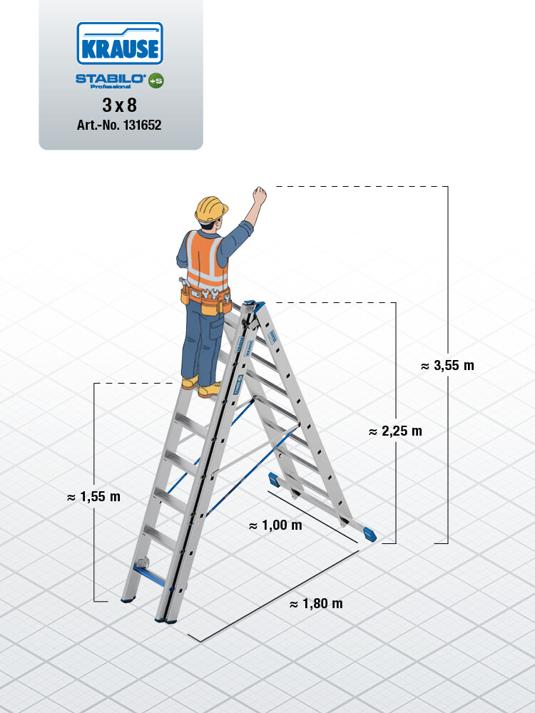 KRAUSE STABILO Vielzweckleiter / 3x8 Sprossen/Stufen | TRBS-konform