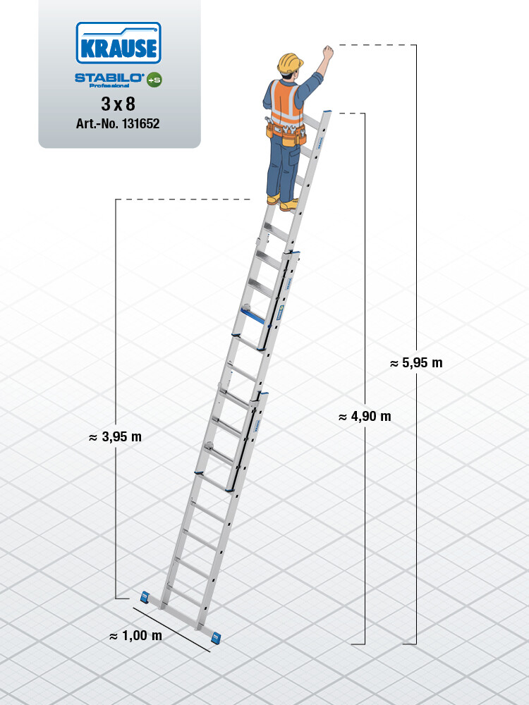 KRAUSE STABILO Vielzweckleiter / 3x8 Sprossen/Stufen | TRBS-konform