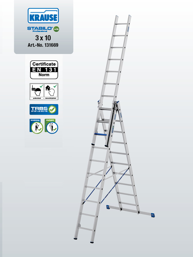 KRAUSE STABILO Vielzweckleiter / 3x10 Sprossen/Stufen | TRBS-konform