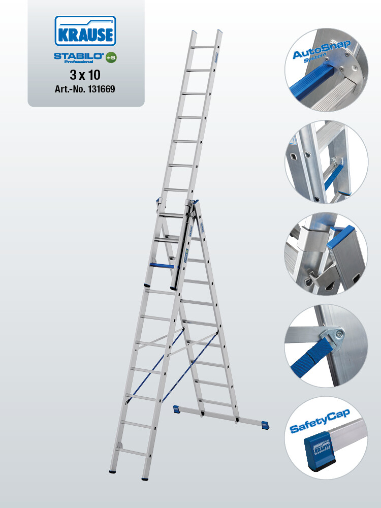 KRAUSE STABILO Vielzweckleiter / 3x10 Sprossen/Stufen | TRBS-konform
