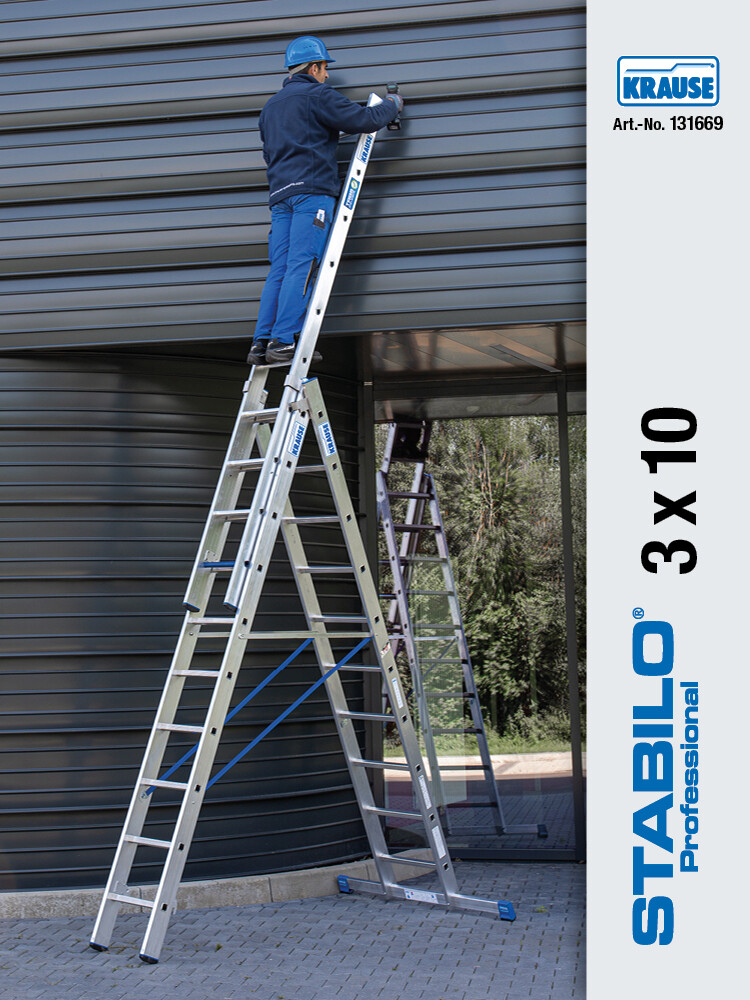 KRAUSE STABILO Vielzweckleiter / 3x10 Sprossen/Stufen | TRBS-konform