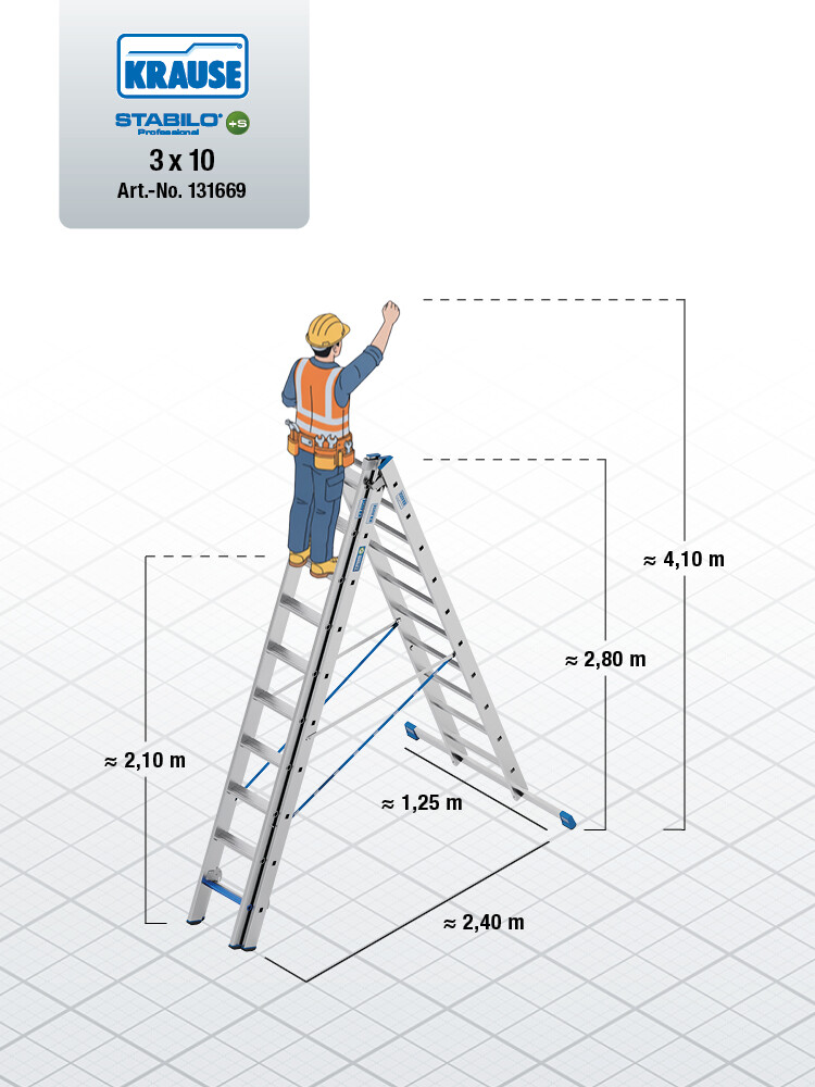 KRAUSE STABILO Vielzweckleiter / 3x10 Sprossen/Stufen | TRBS-konform