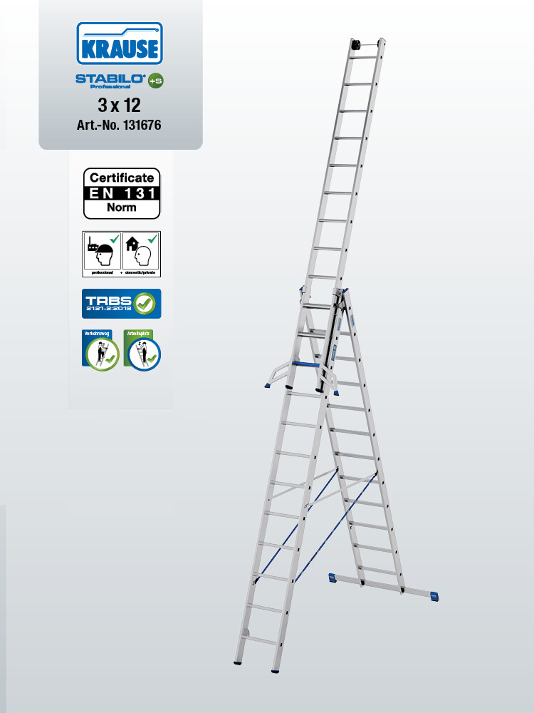 KRAUSE STABILO Vielzweckleiter / 3x12 Sprossen/Stufen | TRBS-konform