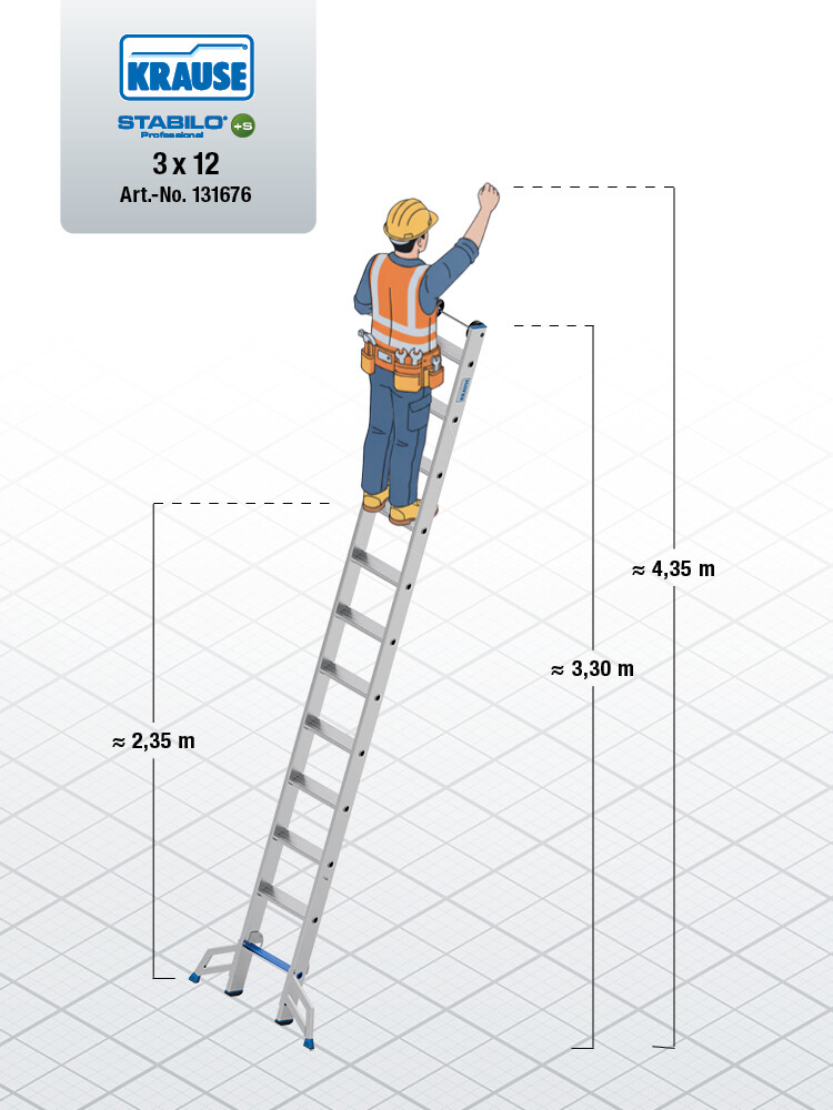 KRAUSE STABILO Vielzweckleiter / 3x12 Sprossen/Stufen | TRBS-konform