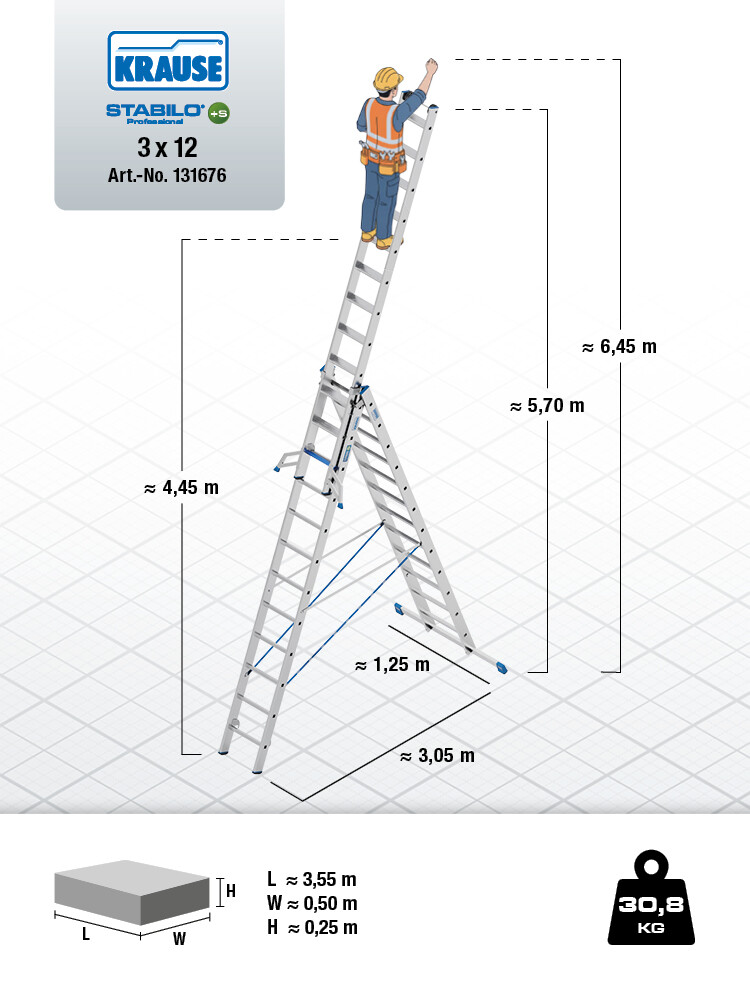 KRAUSE STABILO Vielzweckleiter / 3x12 Sprossen/Stufen | TRBS-konform