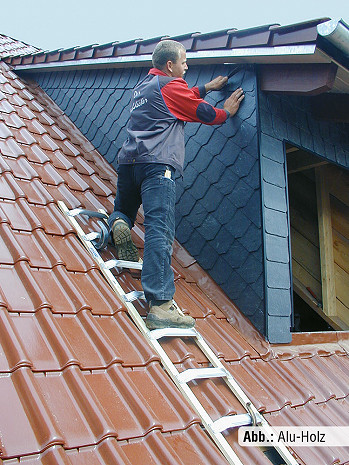 KRAUSE Dachleiter Alu-Holz / Länge: 2,25 m / 8 Sprossen