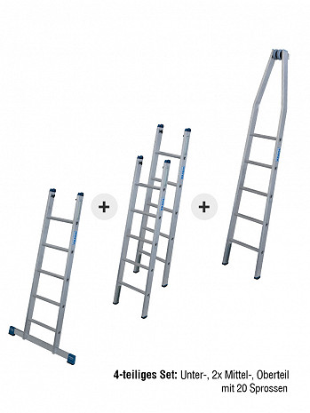 KRAUSE STABILO Glasreinigerleiter / 4-teiliges Set mit 20 Sprossen