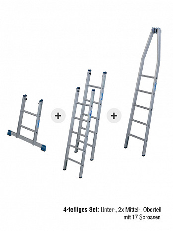 KRAUSE STABILO Glasreinigerleiter / 4-teiliges Set mit 17 Sprossen