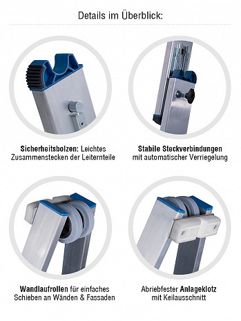 KRAUSE STABILO Glasreinigerleiter / 3-teiliges Set mit 15 Sprossen