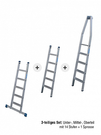 KRAUSE STABILO Stufen-Glasreinigerleiter / 3-teiliges Set mit 14 Stufen / gemäß TRBS 2121-2