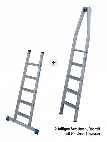 KRAUSE STABILO Glasreinigerleiter mit R13-Stufen / 2-teiliges Set mit 9 Stufen / gemäß TRBS 2121-2