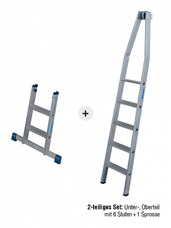 KRAUSE STABILO Glasreinigerleiter mit R13-Stufen / 2-teiliges Set mit 6 Stufen / gemäß TRBS 2121-2
