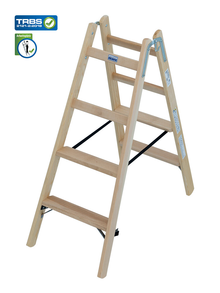 KRAUSE Stufen-Holzleiter 2x4 Stufen / gemäß TRBS 2121-2