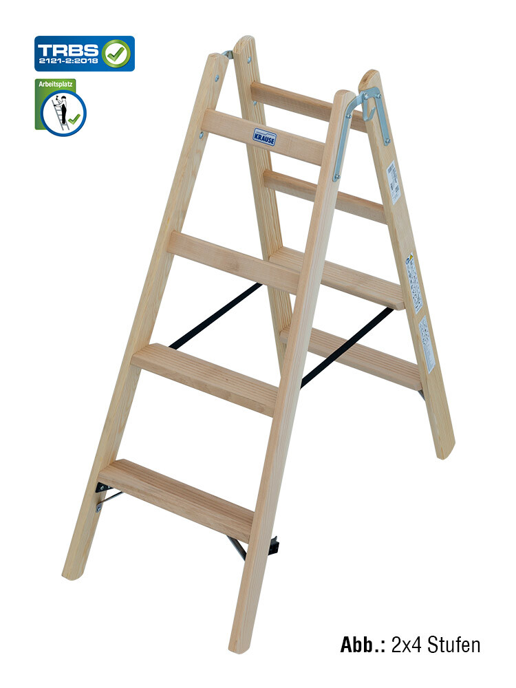KRAUSE STABILO Holz-Stehleiter beidseitig begehbar / 2x5 Stufen/Sprossen - gemäß TRBS 2121-2