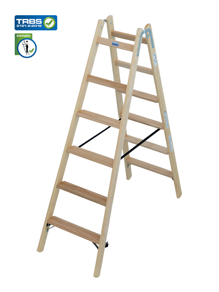 KRAUSE STABILO Holz-Stehleiter beidseitig begehbar / 2x6 Stufen/Sprossen - gemäß TRBS 2121-2