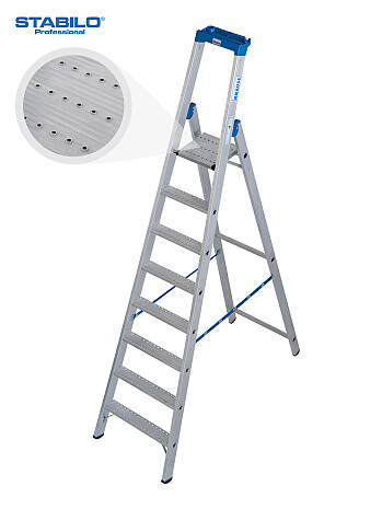 KRAUSE STABILO Stehleiter mit R13-Stufen / 8 Stufen R13 / gemäß TRBS 2121-2