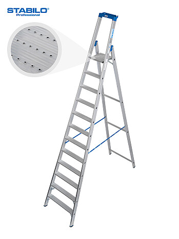 KRAUSE STABILO Stehleiter mit R13-Stufen / 12 Stufen R13 / gemäß TRBS 2121-2