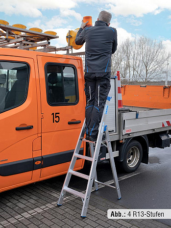 KRAUSE STABILO Stehleiter mit R13-Stufen / 5 Stufen R13 / gemäß TRBS 2121-2