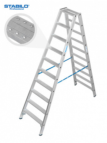KRAUSE STABILO Doppelleiter mit R13-Stufen / 2x10 Stufen R13 / gemäß TRBS 2121-2
