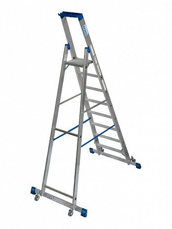KRAUSE STABILO Stufen-Stehleiter fahrbar mit Traverse / 8 Stufen / gemäß TRBS 2121-2